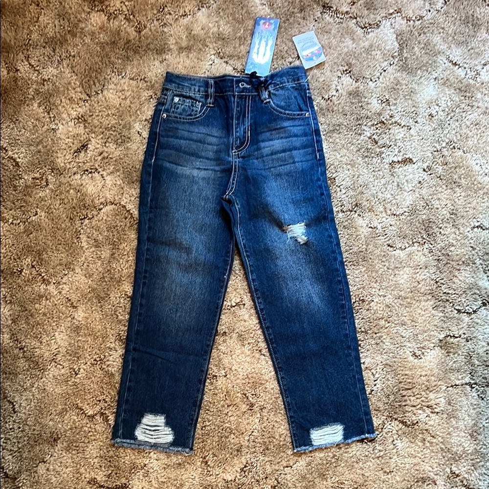 NWT girls Blue Spice Distressed Mom Jeans